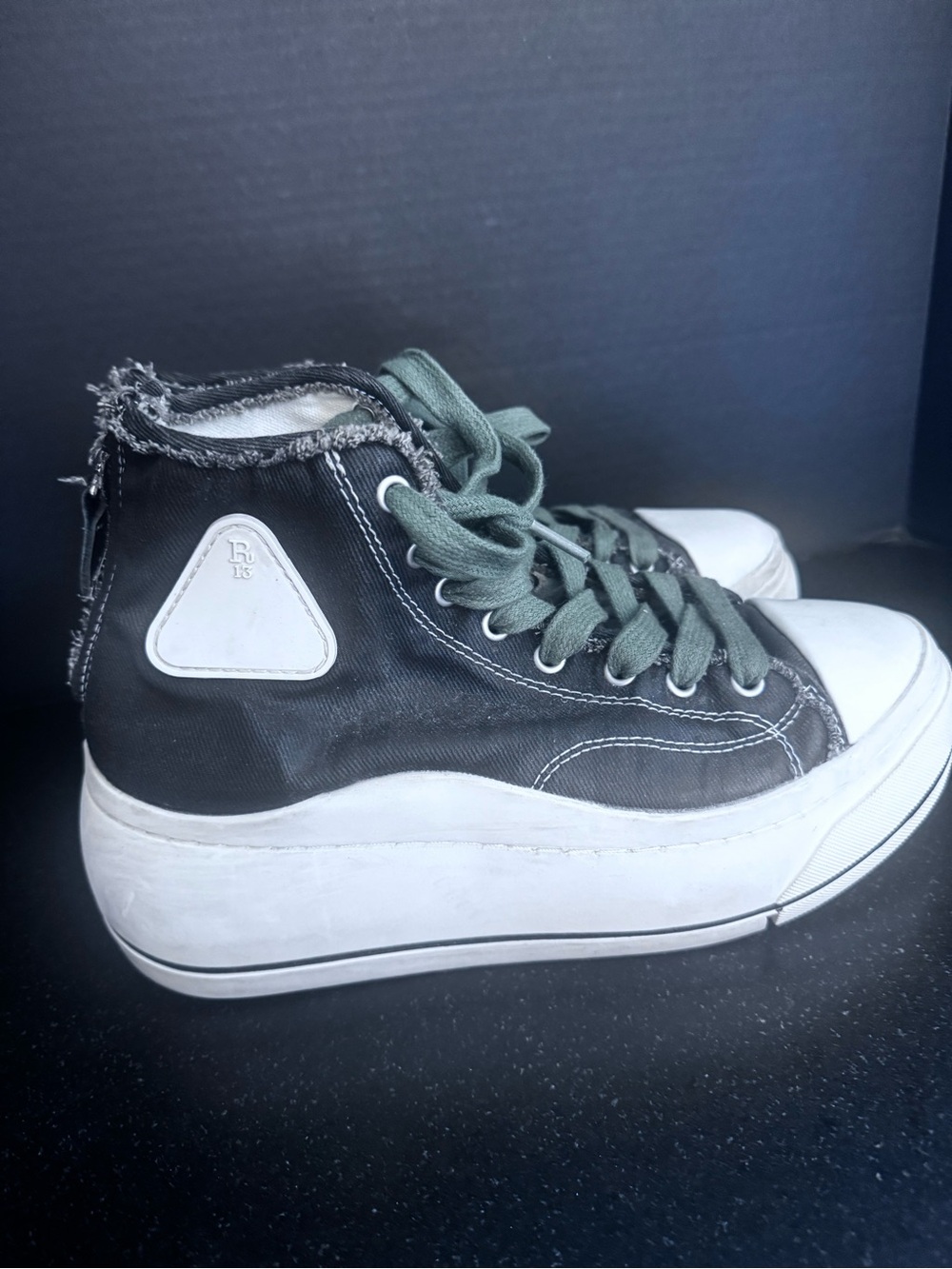 R13 Black High-Top Sneaker with Cream Platform - Size 10 - Picture 5 of 8